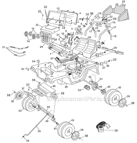Page A Diagram and Parts List for 76960-9993  Power Wheels Ride-On Cars